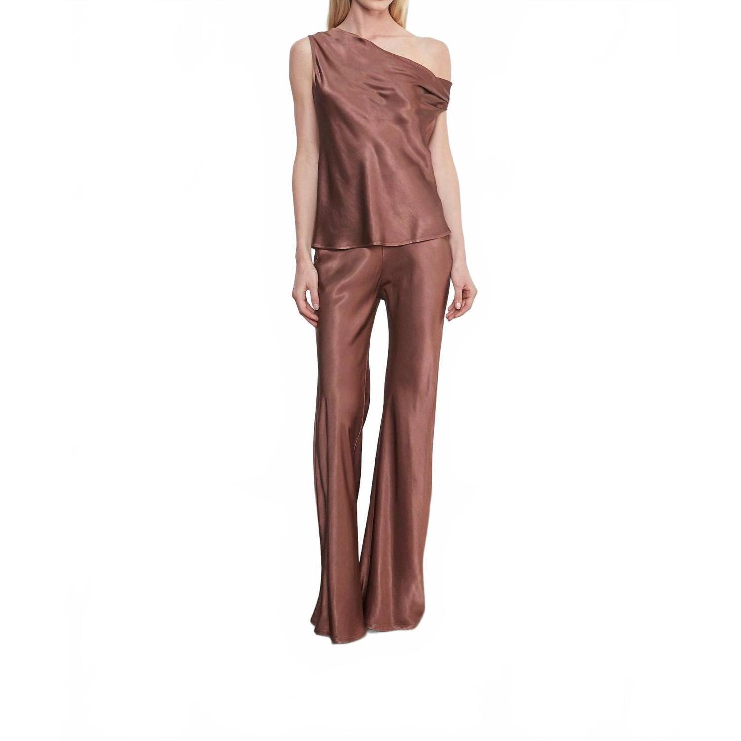 New Enza Costa Women's Bias Cut Satin Pant In Nutmeg
